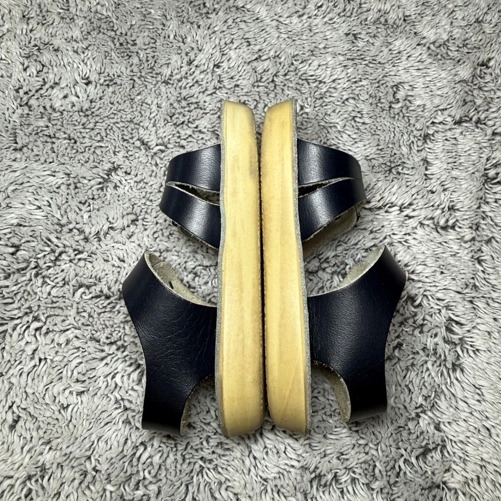 Sun-San Sea‎ Wees Navy Blue Leather Baby Toddler Sandals Size 3 Hoy Shoe Co
